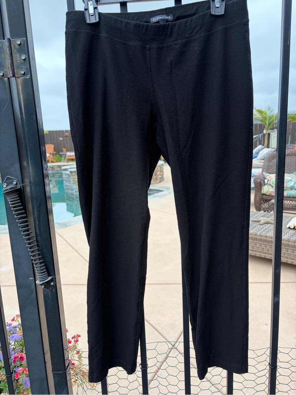 Eileen Fisher Black Knit Straight-Leg Pants